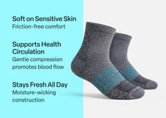 Compression Ankle Socks 15-20 mmHg - Gray/Teal Stripe