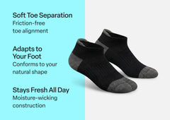 Bunion Relief, Padded Low Cut Socks - Black